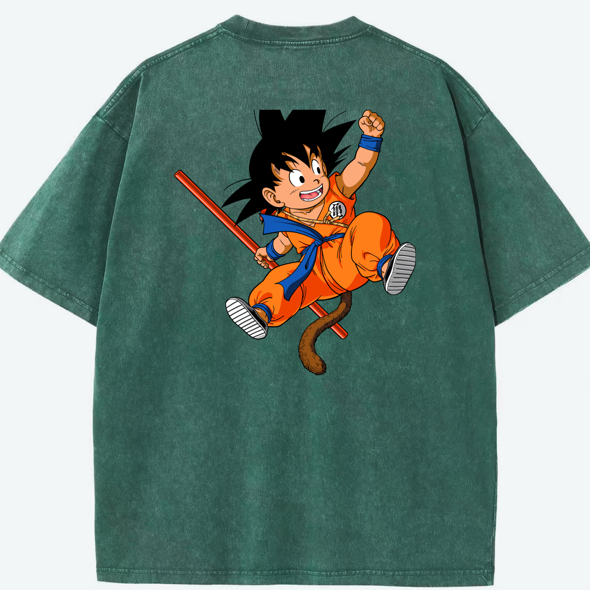 （画像用） ドラゴンボール 孫悟空（そん ごくう）Son Goku カカロット DRAGON BALL Kakarotto 綿100% ヴィンテージ風 半袖Tシャツ（背面プリント）